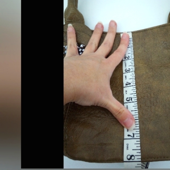 NWOT Vintage Brown Faux Crocodile Pendant Small Hobo Shoulder Bag - Picture 11 of 12